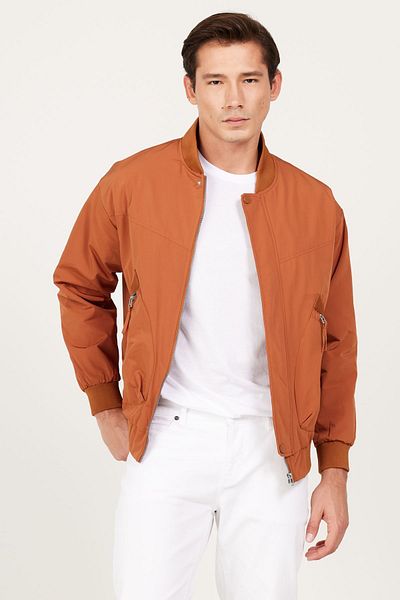 ALTINYILDIZ CLASSICS Ανδρικό γιακά παλτό Κανέλας Standard Fit Normal Cut Stand