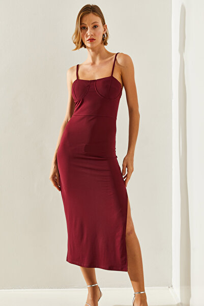 Bianco Lucci Dámské šaty s detailem rozparku – provazový pásek, Model60251423