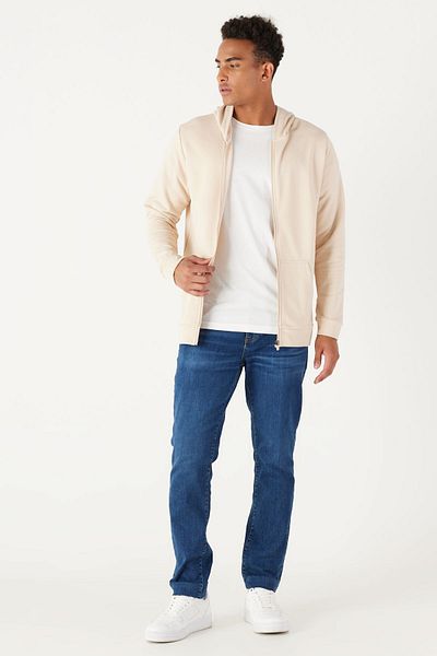 AC&Co / Altınyıldız Classics Men's Beige Standard Fit Regular Cut Hooded Zipper Sweatshirt Jacket