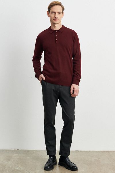 ALTINYILDIZ CLASSICS Чоловічі антрацитові еластичні штани Slim Fit з поясом, що облягають фігуру