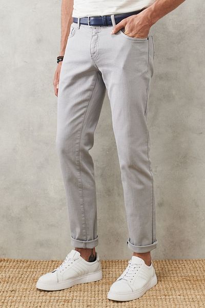 ALTINYILDIZ CLASSICS Graue 360-Grad-Bequeme Slim-Fit-Hose für Herren mit schmaler Passform, die sich in alle Richtungen dehnt