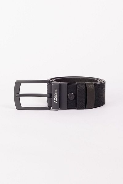 AC&Co / Altınyıldız Classics Schwarz-brauner Jeansgürtel aus Kunstleder für Herren