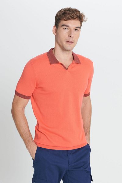 AC&Co / Altınyıldız Classics Férfi Coral Standard Fit normál szabású pólógallér, 100% pamut kötöttáru póló