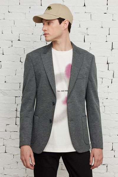 ALTINYILDIZ CLASSICS Ανδρικό σακάκι σακάκι Anthracite Slim Fit Slim Fit Mono γιακά με σχέδιο