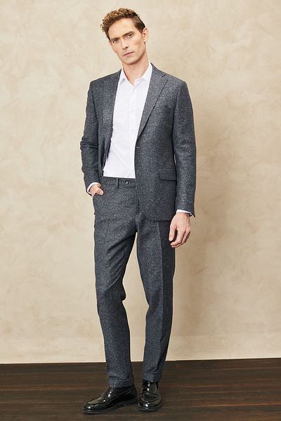 ALTINYILDIZ CLASSICS Men's Anthracite Slim Fit Narrow Cut Mono Collar Tweet Patterned Woolen Suit