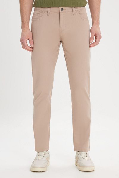 AC&Co / Altınyıldız Classics Béžové Slim Fit elastické Chino kalhoty - bavlněné plátno s 5 kapsami