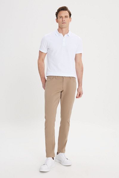 AC&Co / Altınyıldız Classics Men's Slim Fit 5 Pocket Cotton Flexible Chino Pants - Camel
