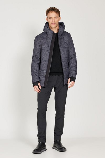 ALTINYILDIZ CLASSICS Ανδρικό παλτό Anthracite Standard Fit με κανονική κοπή με κουκούλα με σχέδιο