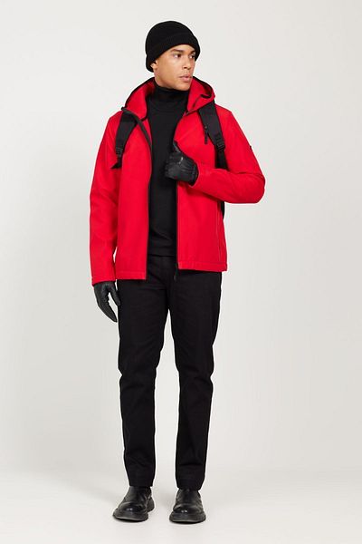 AC&Co / Altınyıldız Classics Roter Herren-Softshellmantel mit Standard-Passform und normalem Schnitt und Stehkragen