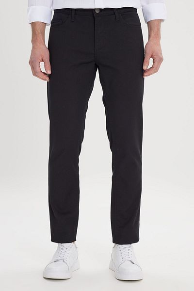ALTINYILDIZ CLASSICS Men's Black Slim Fit Slim Fit 5 Pocket Dobby Flexible Trousers