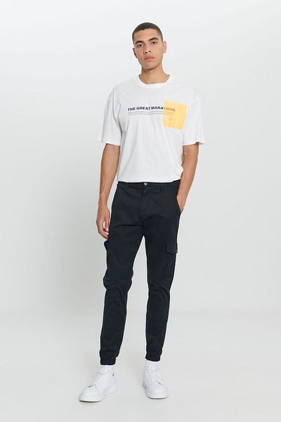 AC&Co / Altınyıldız Classics Pánské černé Slim Fit Slim Fit Cargo Pocket bavlněné pružné kalhoty