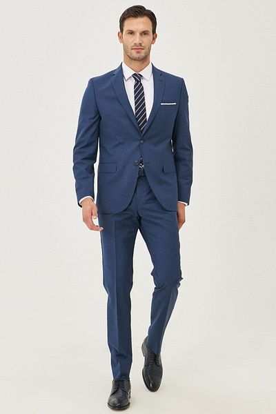 ALTINYILDIZ CLASSICS Ανδρικό κοστούμι από μαλλί Indigo Slim Fit Slim Fit με στάμπα