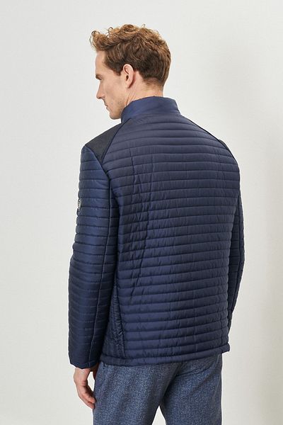 ALTINYILDIZ CLASSICS Ανδρικό παλτό Navy Blue - Standard Fit, Stand γιακά, Τσέπη με φερμουάρ, Μοτίβο
