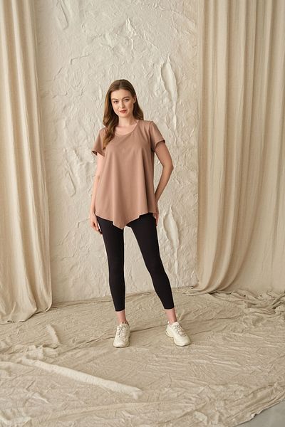 SARE ERKMEN Brown Asymmetrical Long T-Shirt - Single Piece
