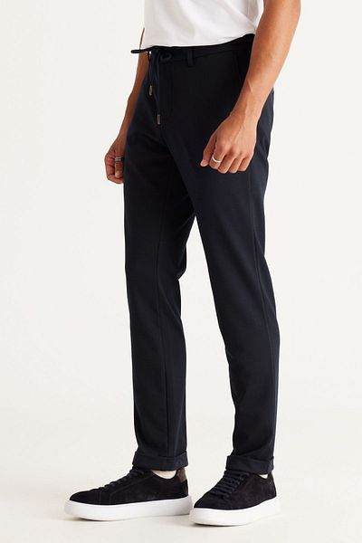 ALTINYILDIZ CLASSICS Ανδρικό Navy Blue Slim Fit Slim Fit παντελόνι με πλαϊνές τσέπες και ελαστική ζώνη