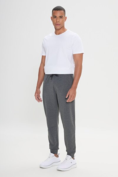AC&Co / Altınyıldız Classics Men's Anthracite-Melange Elastic Waist and Leg Comfortable Sports Sweatpants - Standard Fit