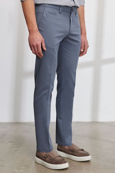 ALTINYILDIZ CLASSICS Pantaloni Dobby, din bumbac, flexibili, pentru bărbați, Petrol, slim fit, cu buzunare laterale