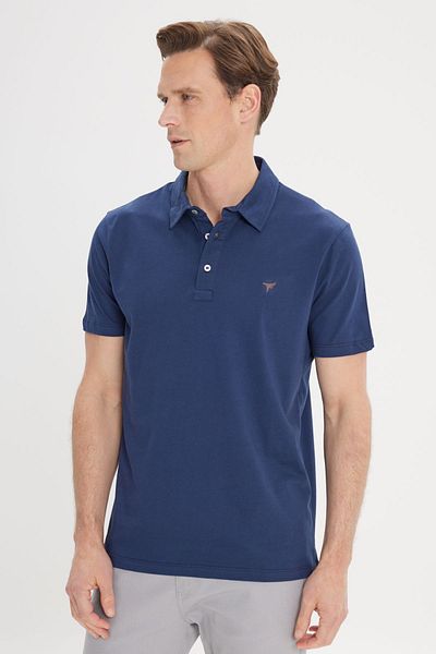 AC&Co / Altınyıldız Classics Erkek Koyu Lacivert Standart Fit Normal Kesim %100 Pamuk Logo Detaylı Polo Yaka Tişört