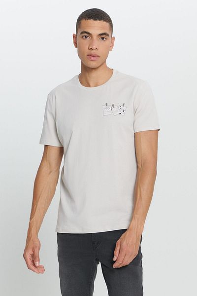 AC&Co / Altınyıldız Classics Ανδρικό μπλουζάκι με γκρι κανονική εφαρμογή 100% βαμβάκι με λαιμόκοψη