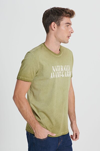 AC&Co / Altınyıldız Classics Ανδρικό μπλουζάκι με κανονική εφαρμογή, 100% βαμβακερό στάμπο με λαιμόκοψη