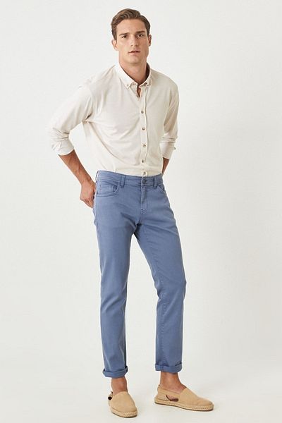 ALTINYILDIZ CLASSICS Ανδρικό Indigo Stretch 360 μοιρών σε όλες τις κατευθύνσεις Slim Fit Slim Fit Βαμβακερό άνετο παντελόνι