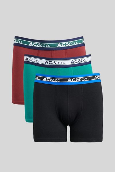 AC&Co / Altınyıldız Classics Ανδρικό Premium βαμβακερό μαύρο-μπορντό-πράσινο πακέτο 3 εύκαμπτων μπόξερ