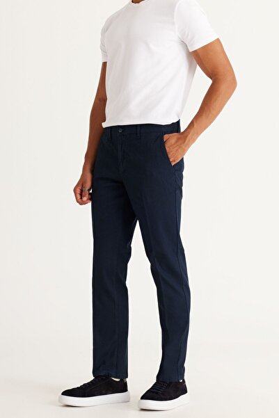 ALTINYILDIZ CLASSICS Erkek Lacivert Comfort Fit Rahat Kesim Yan Cep Esnek Armürlü Pantolon