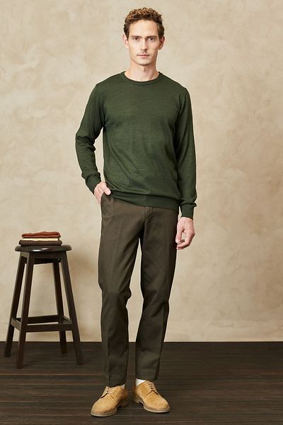 ALTINYILDIZ CLASSICS Ανδρικό χακί Comfort Fit Relaxed Cut Flexible Dobby Casual Παντελόνι