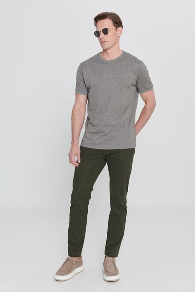 AC&Co / Altınyıldız Classics Ανδρικό T-shirt Melange Slim Fit Crew Lack, βαμβακερό πικέ