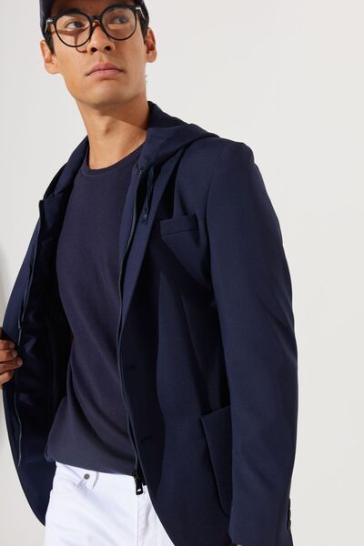 ALTINYILDIZ CLASSICS Pánská námořnická modrá Slim Fit Slim Fit Mono límec Bavlněná bunda se vzorem