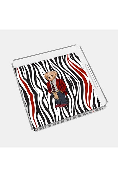 End Design Studio Zebra Teddy Bear - 35x35 Plexi Tray