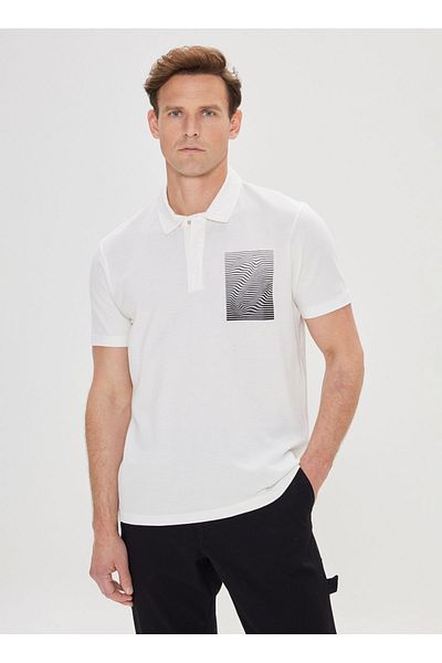 ALTINYILDIZ CLASSICS Tricou polo alb pentru bărbați 4a 4824200009