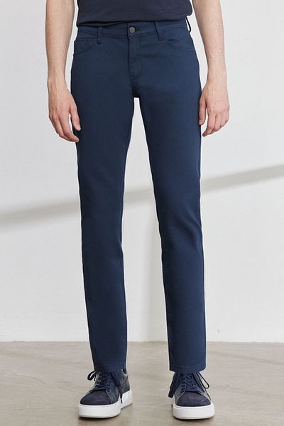 ALTINYILDIZ CLASSICS Ανδρικό Navy Blue Slim Fit Slim Fit 5 Pocket Dobby Flexible Παντελόνι