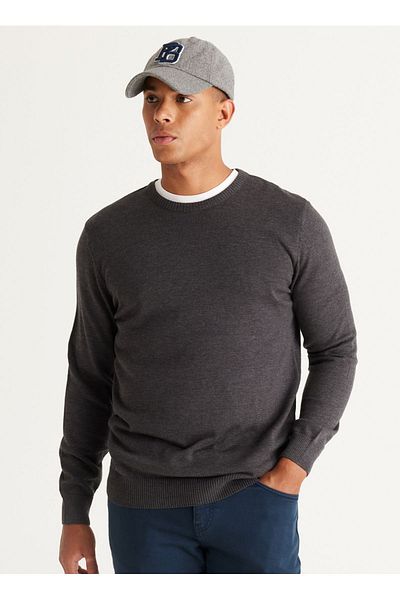 ALTINYILDIZ CLASSICS Altınyıldız Classics Crew Neck Standard Anthracite Melange Men's Sweater 4A4924100061