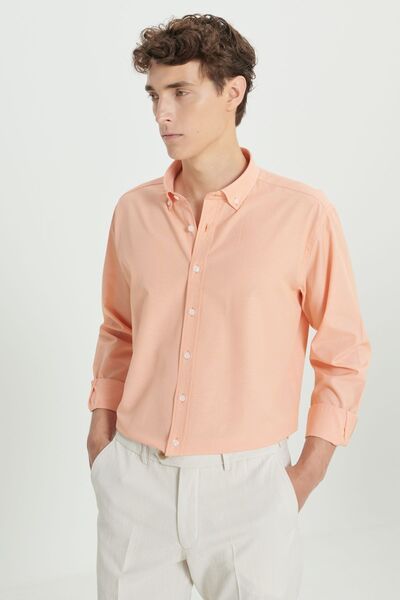 AC&Co / Altınyıldız Classics Orange Comfortable Fit - Hidden Button Collar Co...