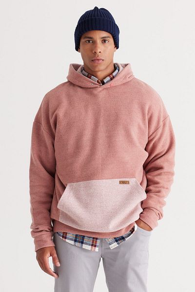 AC&Co / Altınyıldız Classics Ανδρικό φούτερ Dusty Rose Melange Oversize Loose Cut με κουκούλα 3 κλωστών με φλις μέσα