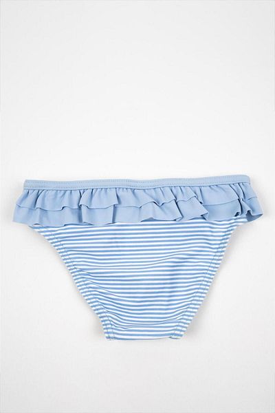 Adisia Baby Girl Blue and White Striped Ruffle Detailed Bikini Bottom