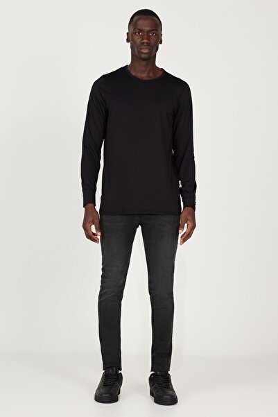 AC&Co / Altınyıldız Classics Men's Heat-Keeping Breathable Flexible Thermal Black Standard Fit Regular Cut Top Underwear