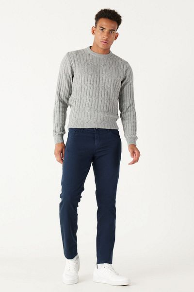 ALTINYILDIZ CLASSICS Marineblaue Slim Fit-Hose für Herren – 360-Grad-All-Way-Stretch, bequeme Passform