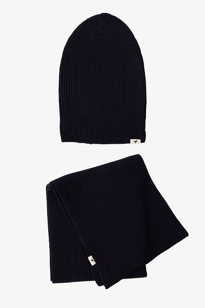 AC&Co / Altınyıldız Classics Schwarzes, winddichtes, warmes Strickschal-Beanie-Set für Herren