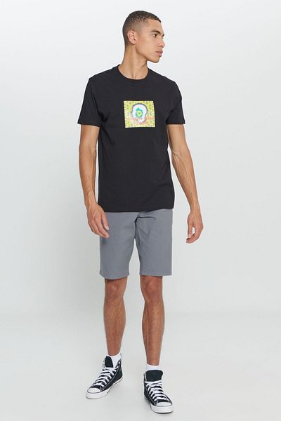 AC&Co / Altınyıldız Classics Pánské černé tričko Standard Fit Regular Fit 100% bavlna Design s potiskem a výstřihem