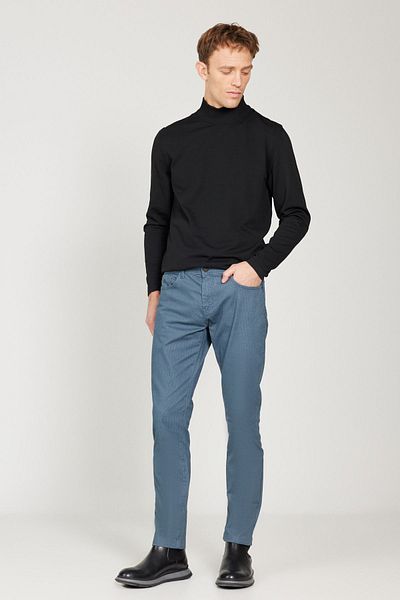 ALTINYILDIZ CLASSICS Чоловічі бавовняні штани з візерунком Indigo Slim Fit з 5 кишенями