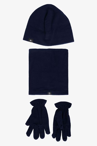 ALTINYILDIZ CLASSICS Men's Navy Blue Fleece Beanie Neck Collar Gloves Set