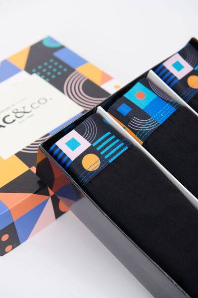 AC&Co / Altınyıldız Classics Erkek Premium Pamuklu Siyah 3'lü Özel Hediye Kutulu Esnek Boxer Paketi (Damat Bohçası) Çeyiz Seti