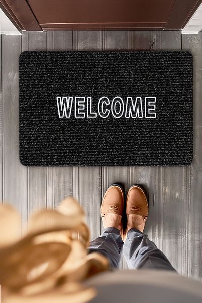 karmen home Welcome PS012A - Leather Printed and UV Resistant Door Mat