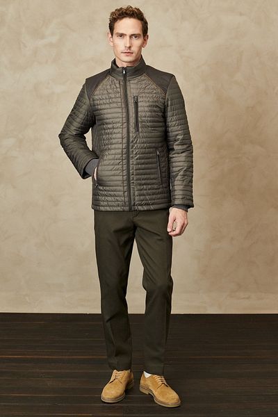 AC&Co / Altınyıldız Classics Ανδρικό παλτό με μοτίβο Χακί Standard Fit Regular Cut, ανθεκτικό στον κρύο καιρό
