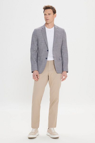 ALTINYILDIZ CLASSICS Ανδρικό Μπλε Navy Comfort Fit Relaxed Cut Mono Collar Casual Blazer Jacket