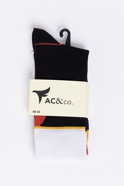 AC&Co / Altınyıldız Classics Мъжки черно-бели шарени чорапи с 2 бр