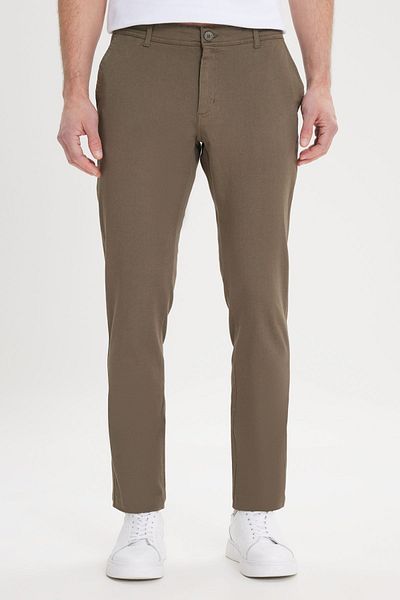 AC&Co / Altınyıldız Classics Khaki Slim Fit Flexibilní pánské chino kalhoty rovného střihu