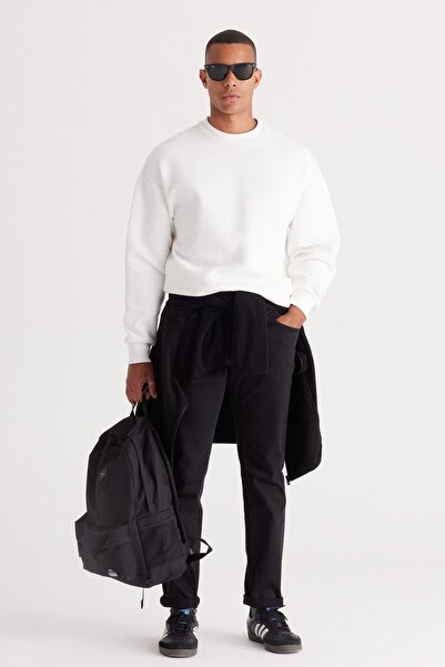 AC&Co / Altınyıldız Classics Чоловічий світшот з бавовняної пряжі з флісу з горловиною з 3 ниток екрю з флісом всередині